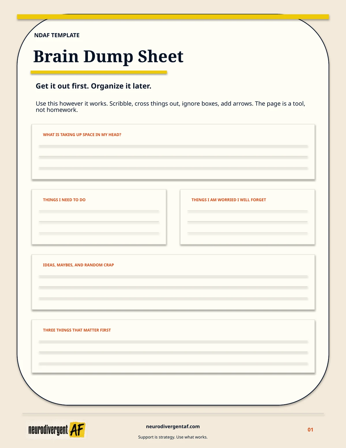 Preview of Brain Dump Sheet