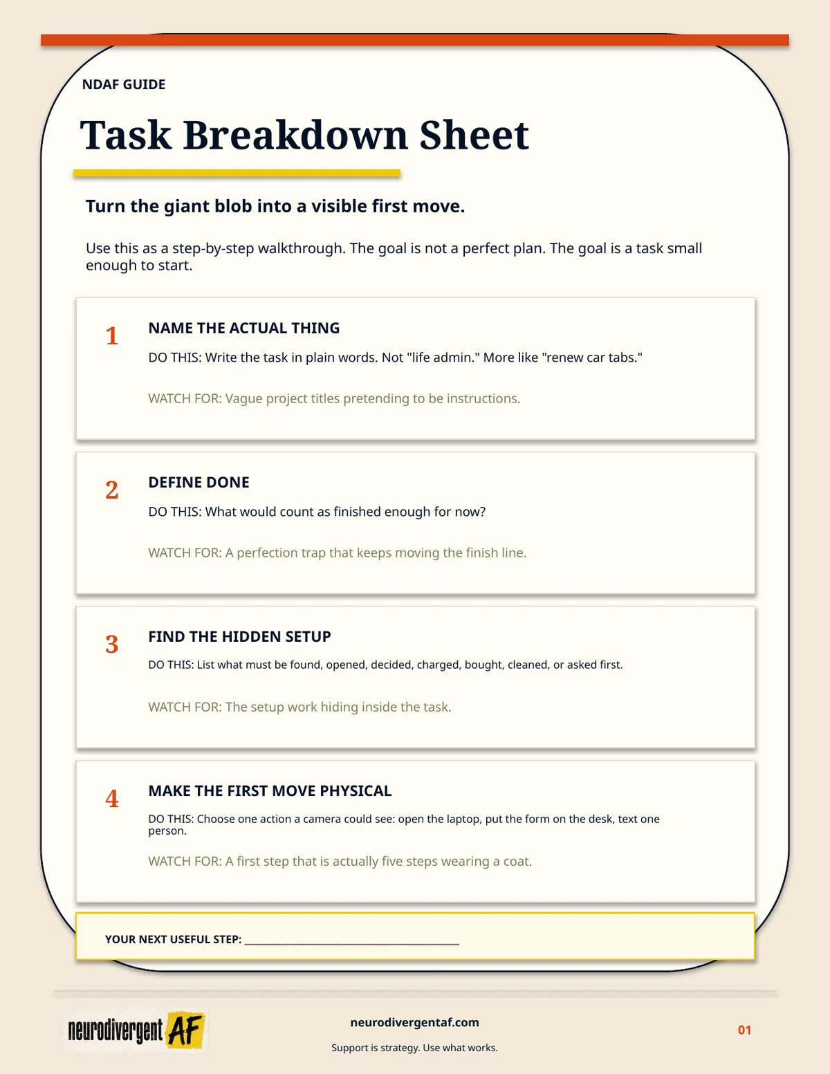 Preview of Task Breakdown Sheet